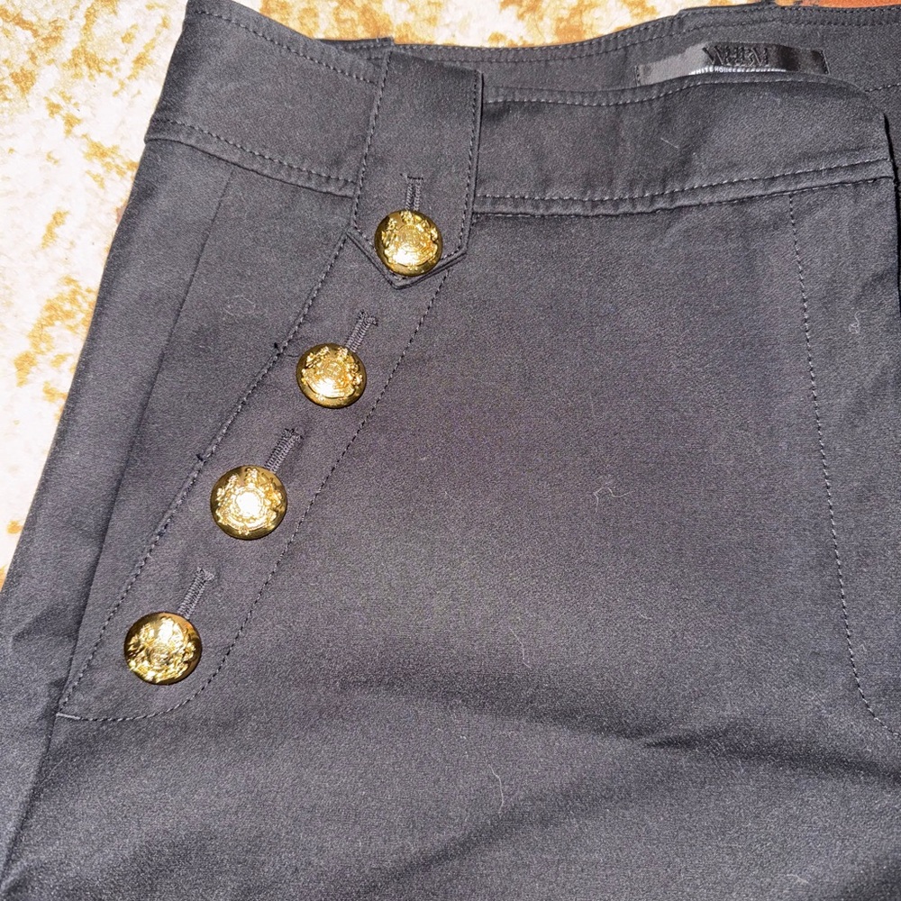 White House Black Market High Waist Black Shorts with Gold Buttons - Picture 6 of 6